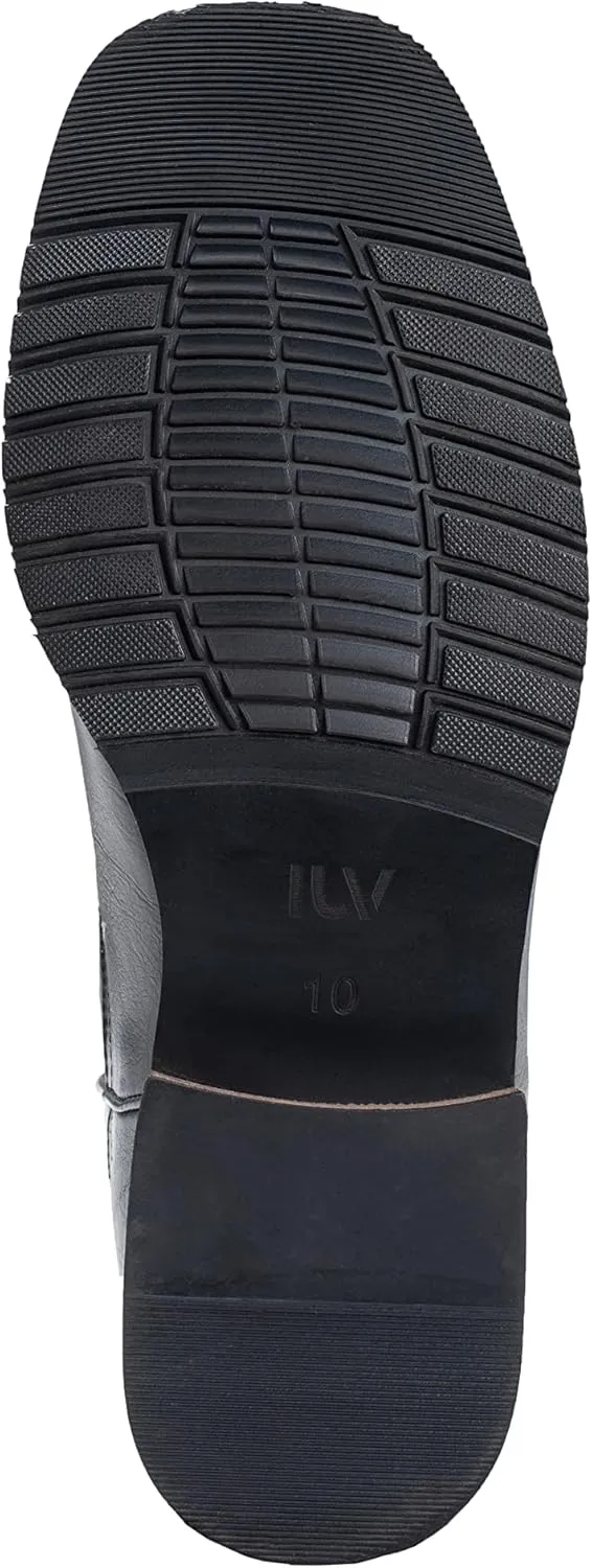 IUV Cowboy Boots For Men Wide Foot Square Toe Western Boots with Classic Embroidered Durable Slip on Boots