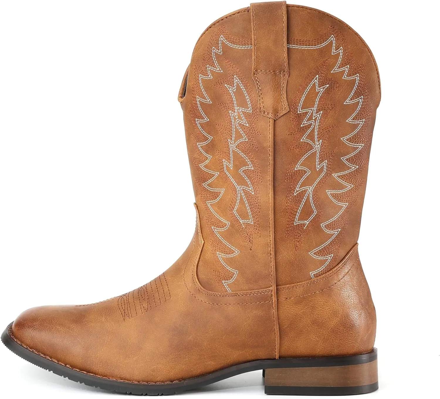 IUV Cowboy Boots For Men Wide Foot Square Toe Western Boots with Classic Embroidered Durable Slip on Boots