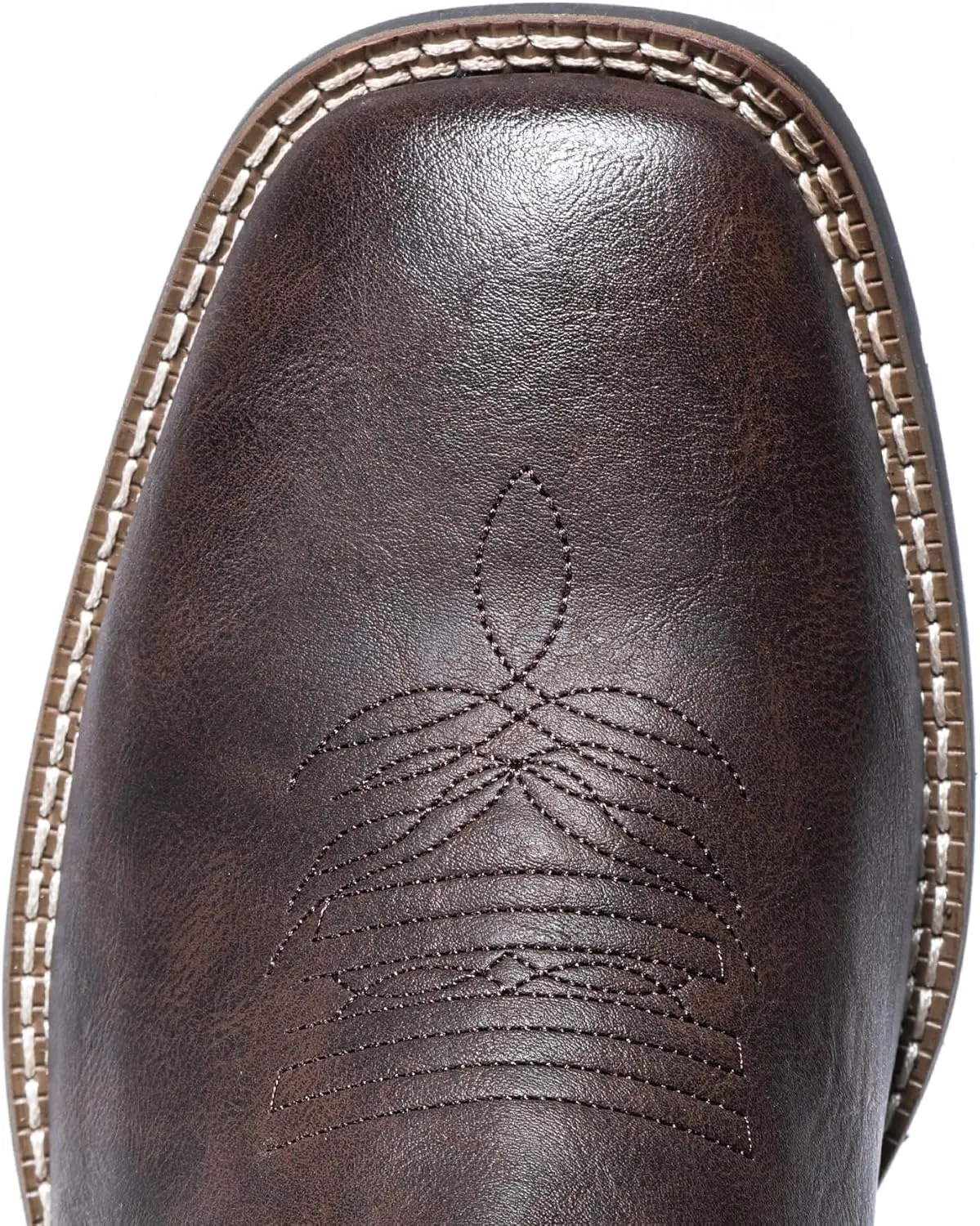 IUV Cowboy Boots For Men with Wide Square Toe Western Retro Boot Durable Classic Fashionable Embroidered Pull On Slip Resistant Boots