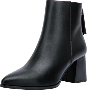 Jeossy Women's Chunky Heeled Ankle Boots, Pointed Toe Stacked Block Heel Booties