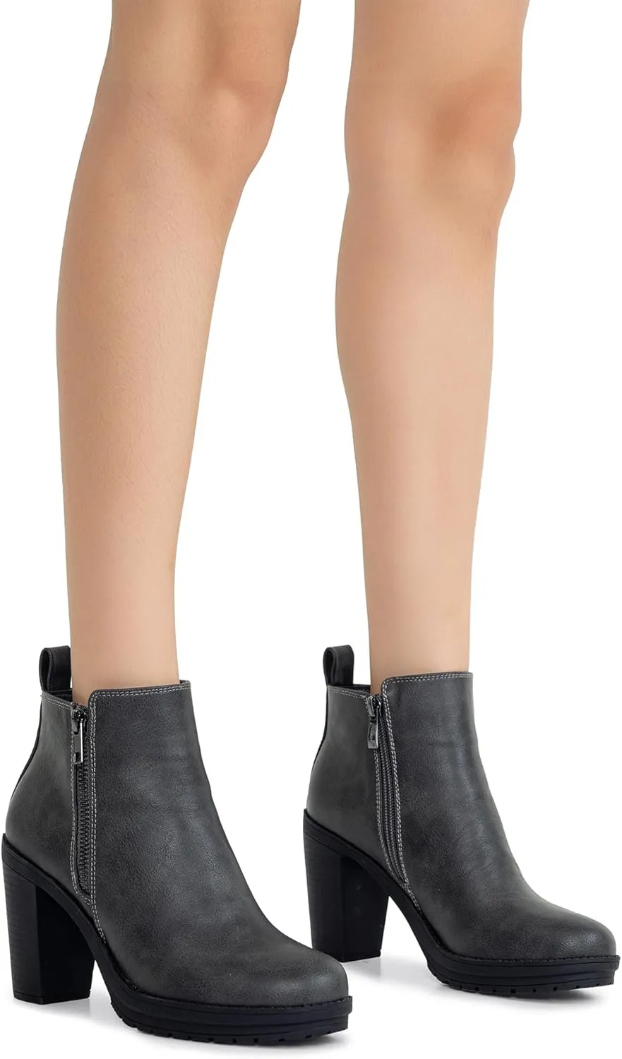 Jeossy Women's Platform Ankle Boots Fashion 9675 Chelsea Booties Chunky Block Heel with Zipper