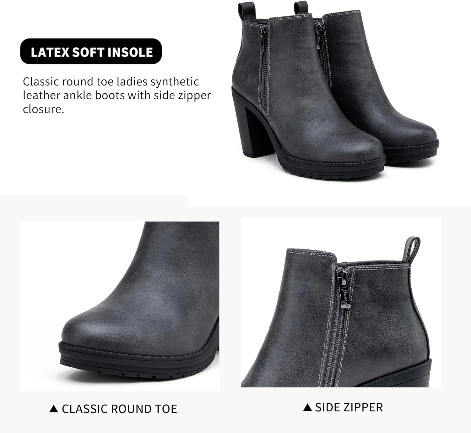 Jeossy Women's Platform Ankle Boots Fashion 9675 Chelsea Booties Chunky Block Heel with Zipper