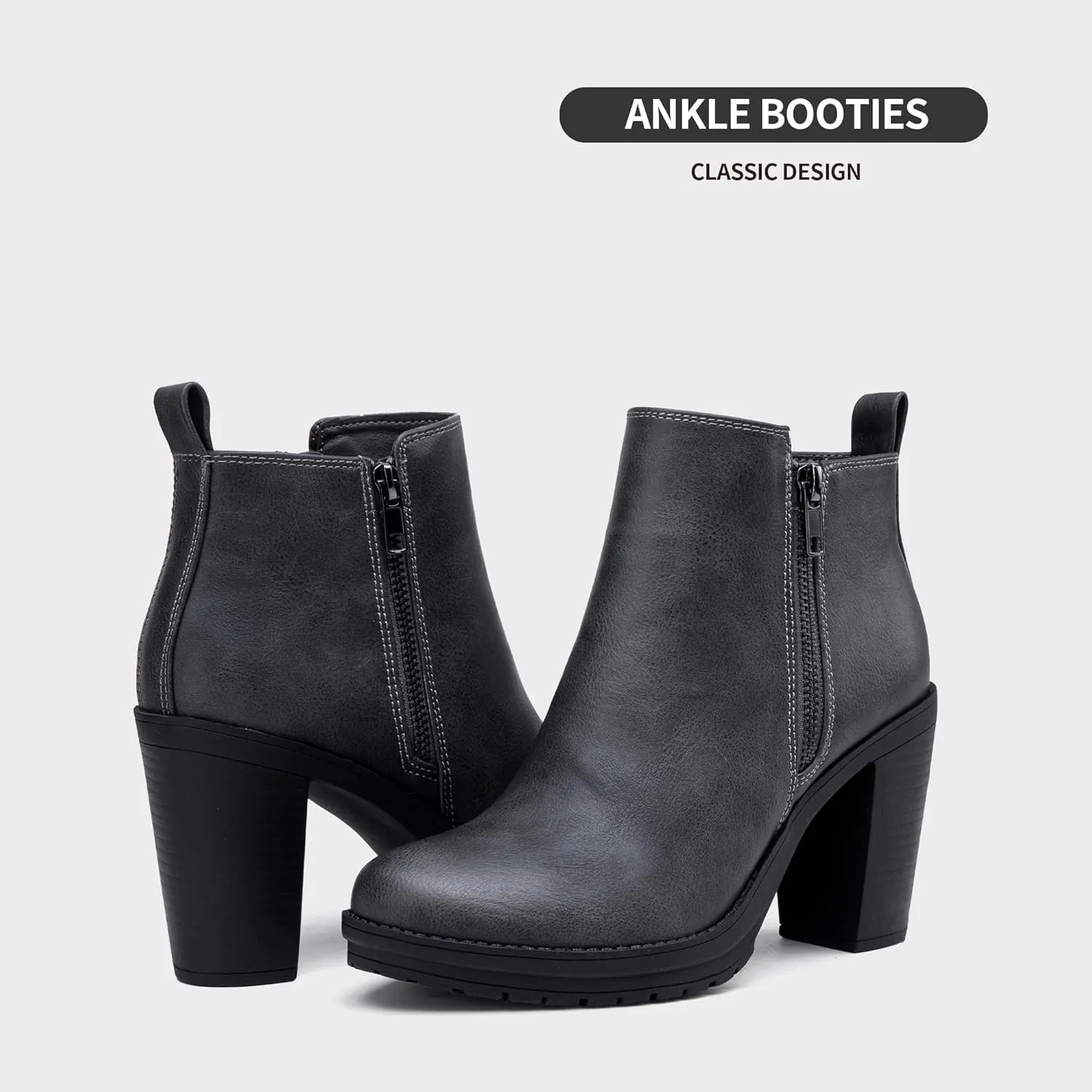 Jeossy Women's Platform Ankle Boots Fashion 9675 Chelsea Booties Chunky Block Heel with Zipper