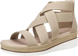 Jeossy Women's Platform Wedge Sandals White Pu Strappy Summer 866 Sandals Dressy with Zipper