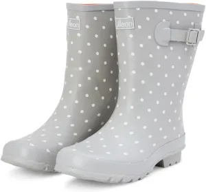Jileon Mid Calf Rain Boots - Specially Designed For Wide Feet, Ankles or Calves - Half Height Waterproof Durable Wide Calf Rain Boots