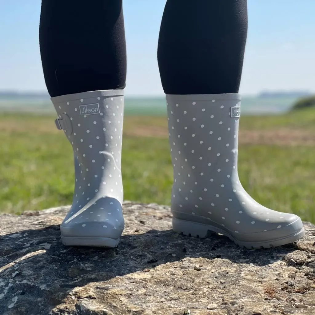 Jileon Mid Calf Rain Boots - Specially Designed For Wide Feet, Ankles or Calves - Half Height Waterproof Durable Wide Calf Rain Boots