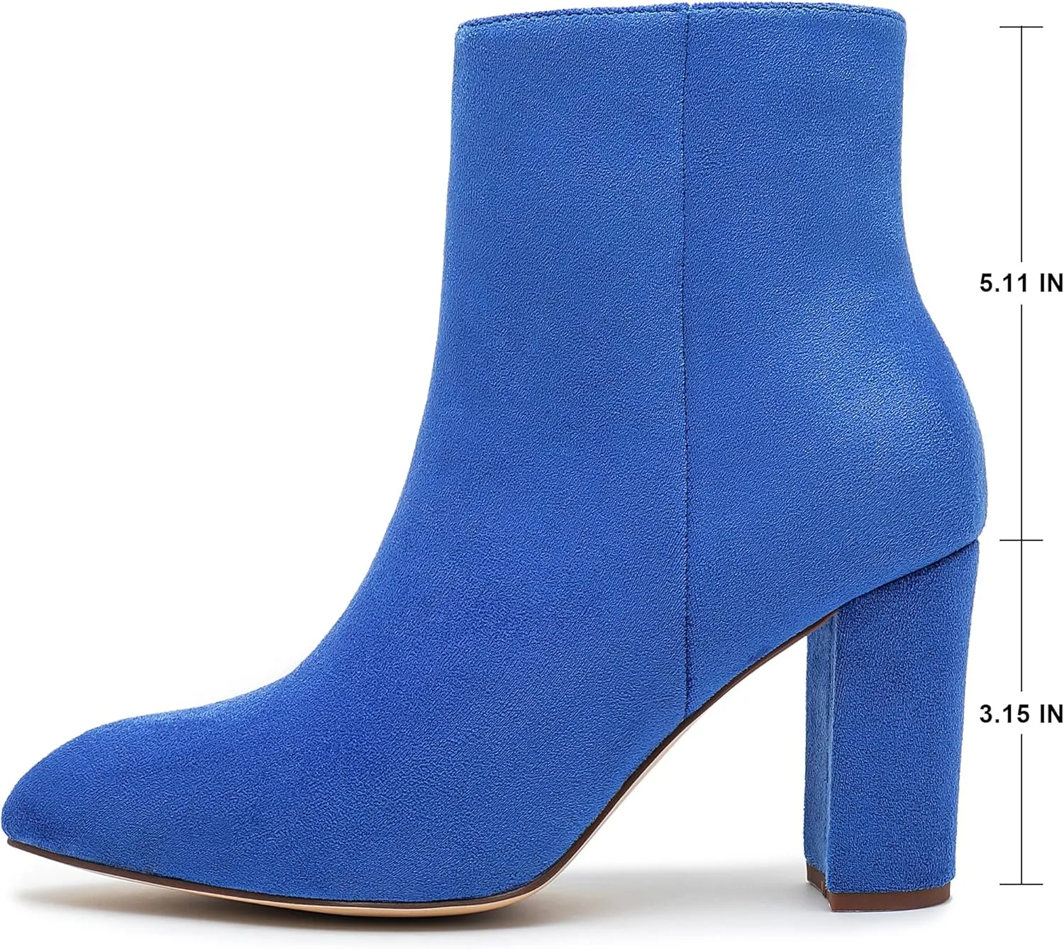 Jiu du Ankle Boots for Women Chunky Heel GoGo Boots Pointed Toe Side Zipper Dressy Go Go Short Booties