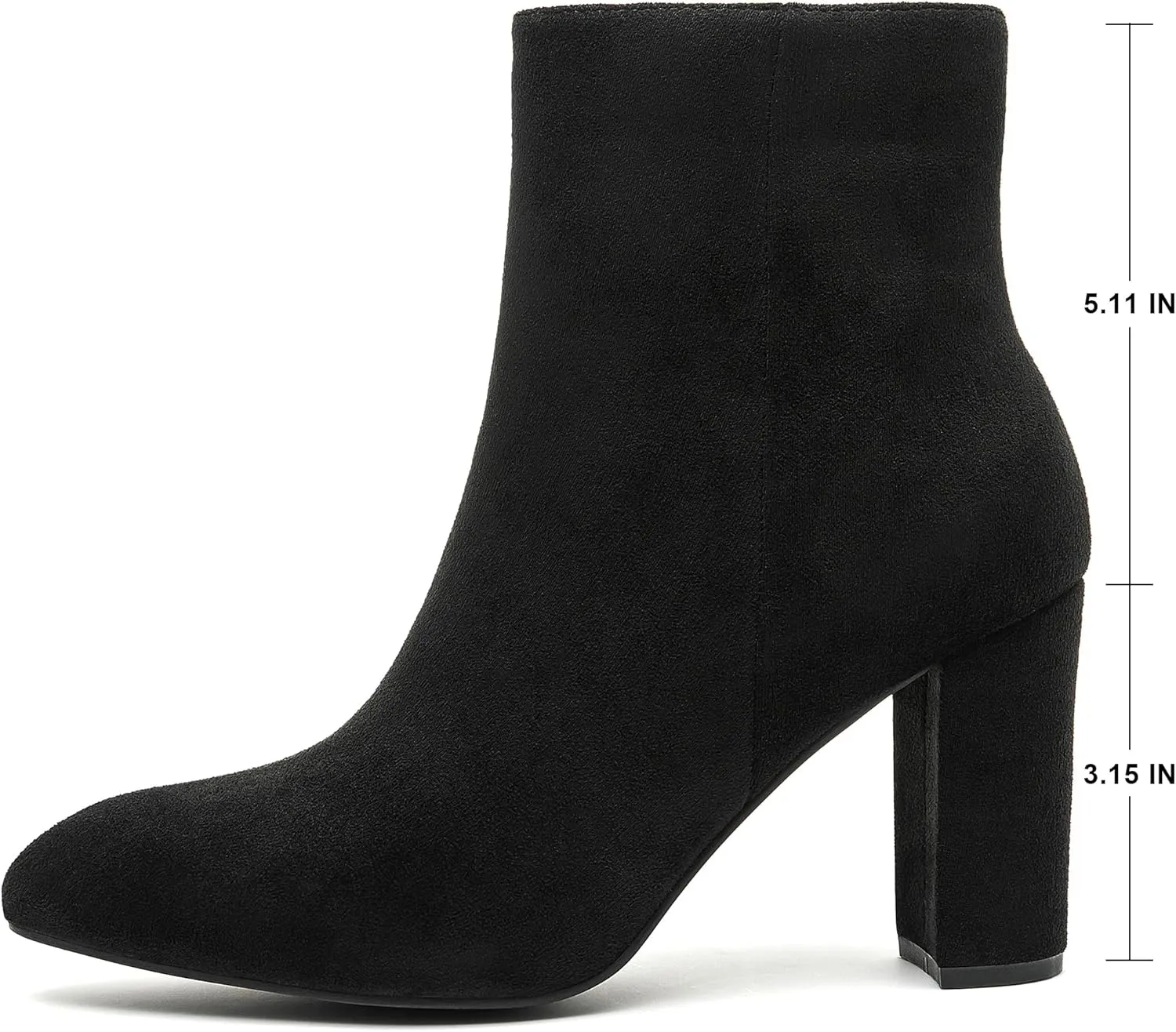 Jiu du Ankle Boots for Women Chunky Heel GoGo Boots Pointed Toe Side Zipper Dressy Go Go Short Booties