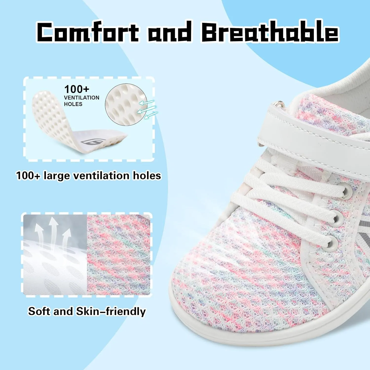JOINFREE Toddler Shoes Boys Girls Wide Barefoot Shoes Little Kids Minimalist Sneakers Zero Drop Casual Walking Shoes Breathable Tennis Shoes Indoor Outdoor