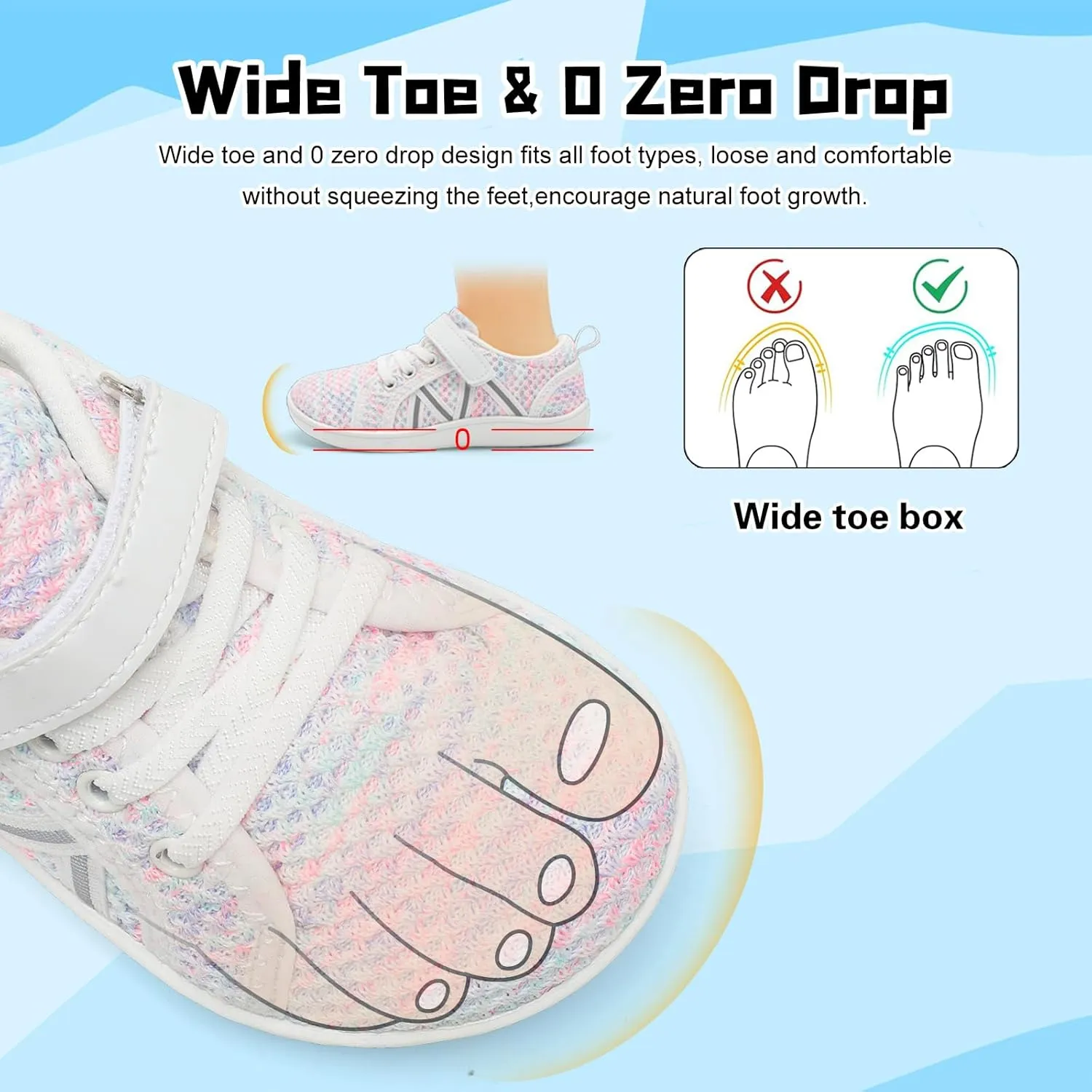 JOINFREE Toddler Shoes Boys Girls Wide Barefoot Shoes Little Kids Minimalist Sneakers Zero Drop Casual Walking Shoes Breathable Tennis Shoes Indoor Outdoor