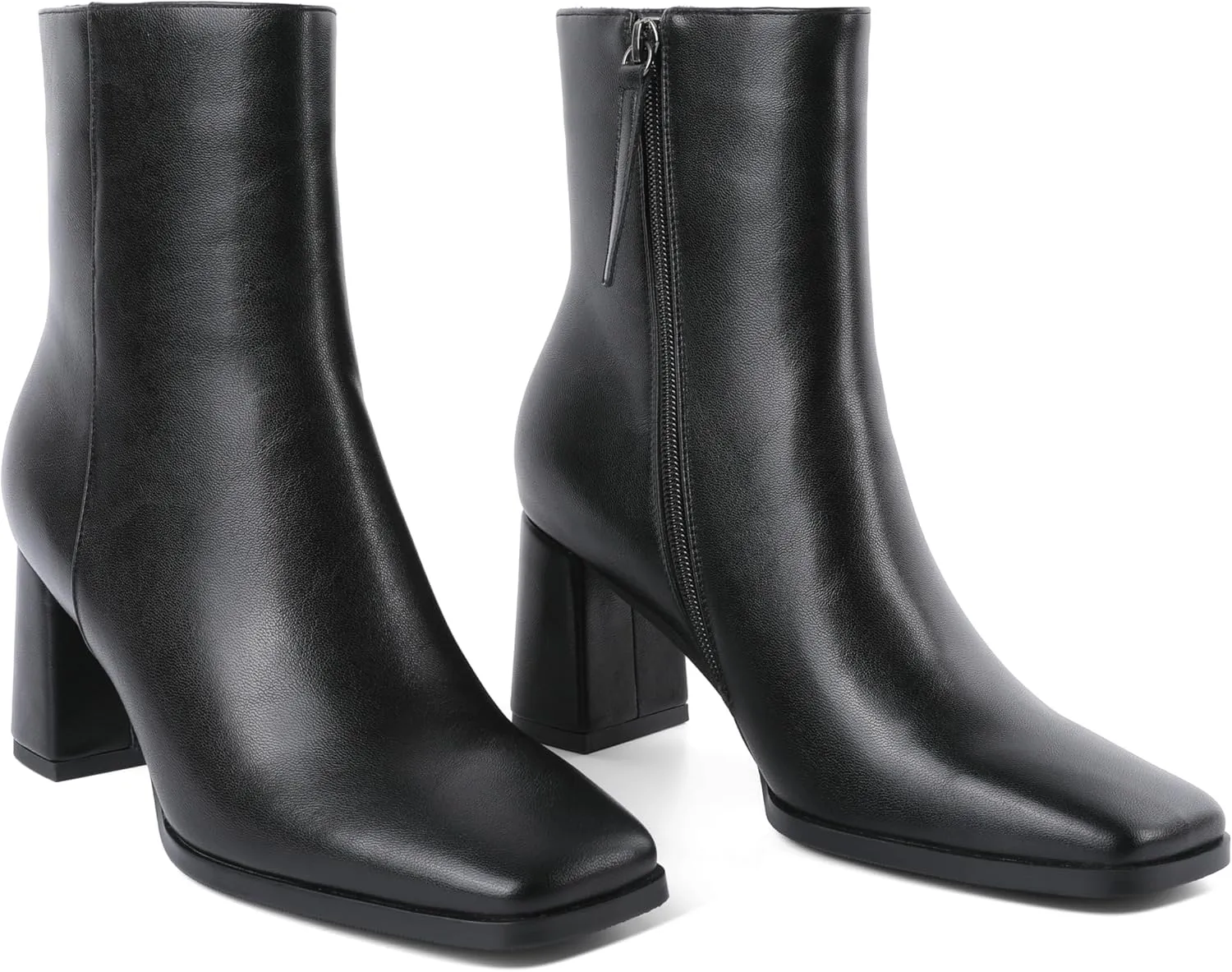 Joseywade Womens Ankle Boots Chunky Heel Boots Ankle Booties Square Toe 3 Inch Side Zip Boots Fall Shoes US Size 5-13
