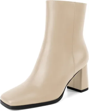 Joseywade Womens Ankle Boots Chunky Heel Boots Ankle Booties Square Toe 3 Inch Side Zip Boots Fall Shoes US Size 5-13