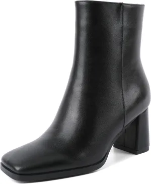 Joseywade Womens Ankle Boots Chunky Heel Boots Ankle Booties Square Toe 3 Inch Side Zip Boots Fall Shoes US Size 5-13