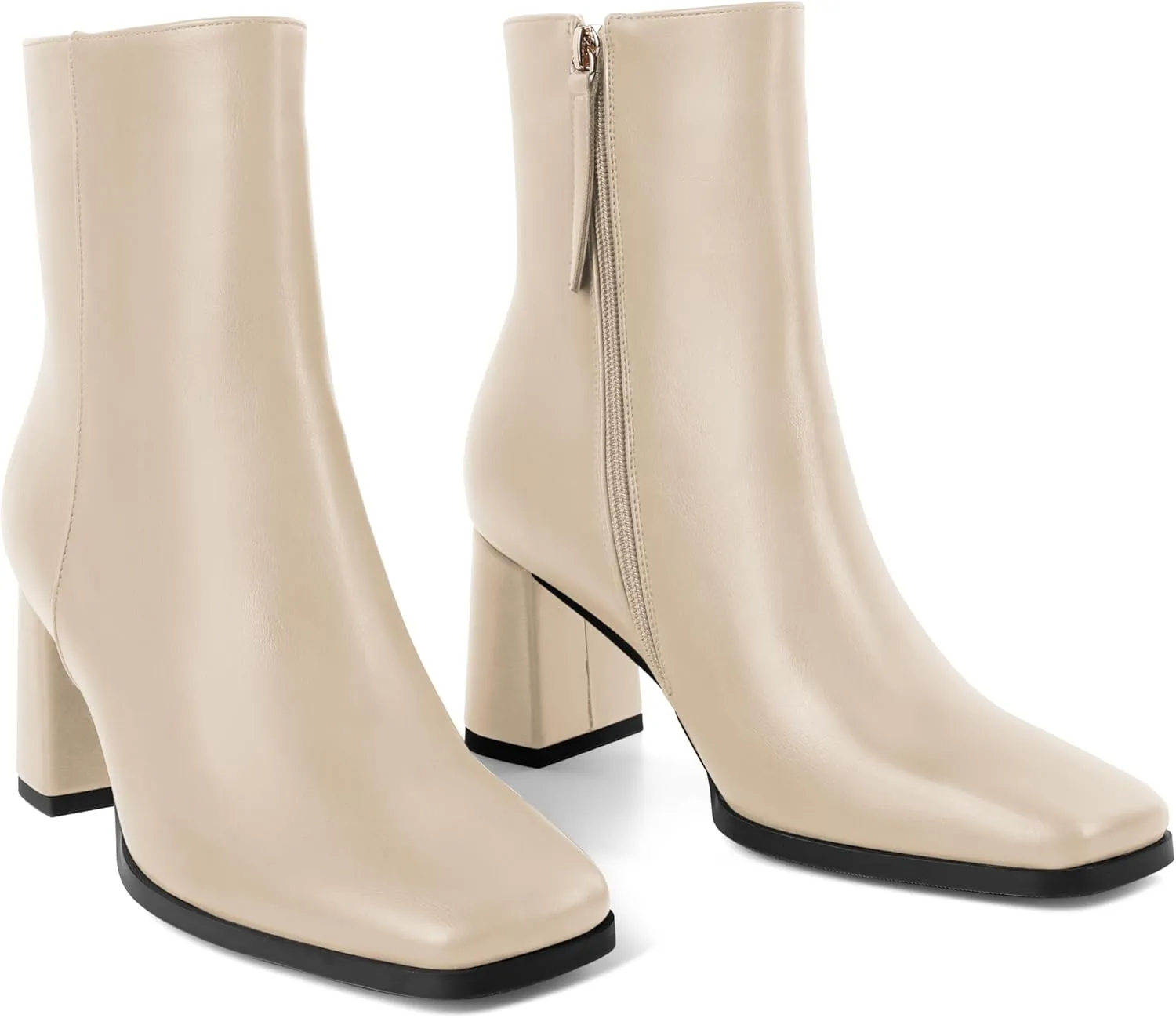 Joseywade Womens Ankle Boots Chunky Heel Boots Ankle Booties Square Toe 3 Inch Side Zip Boots Fall Shoes US Size 5-13