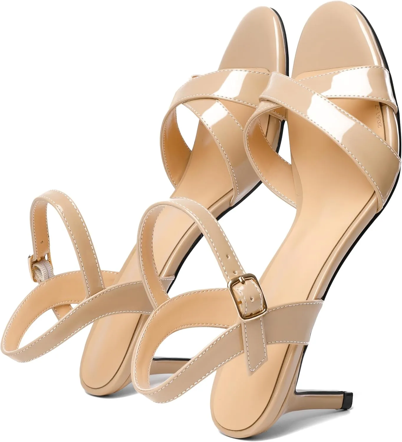 Joseywade Women's Heeled Sandals Strappy Low Kitten Heels Crisscross Open Round Toe Heels 2.5'' Adjustable Ankle Strap Shoes