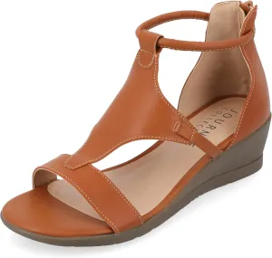 Journee Collection Womens Trayle Back Heel Zip Wedge Sandals - Tan, Shoe Width: Medium