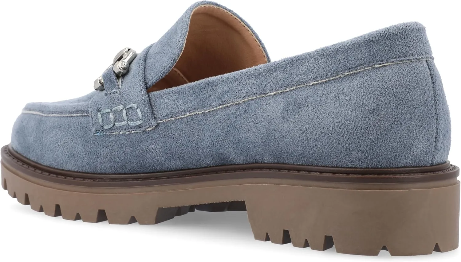 Journee Womens Jessamey Flat Loafer Hardware Detail 4 mm Comfort System Insole Faux Leather