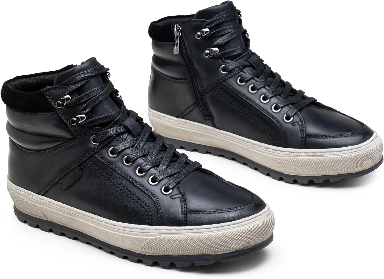 Jousen Mens Casual Shoes Leather High Top Fashion Sneakers for Men