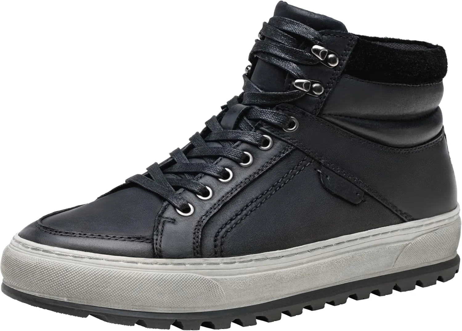 Jousen Mens Casual Shoes Leather High Top Fashion Sneakers for Men