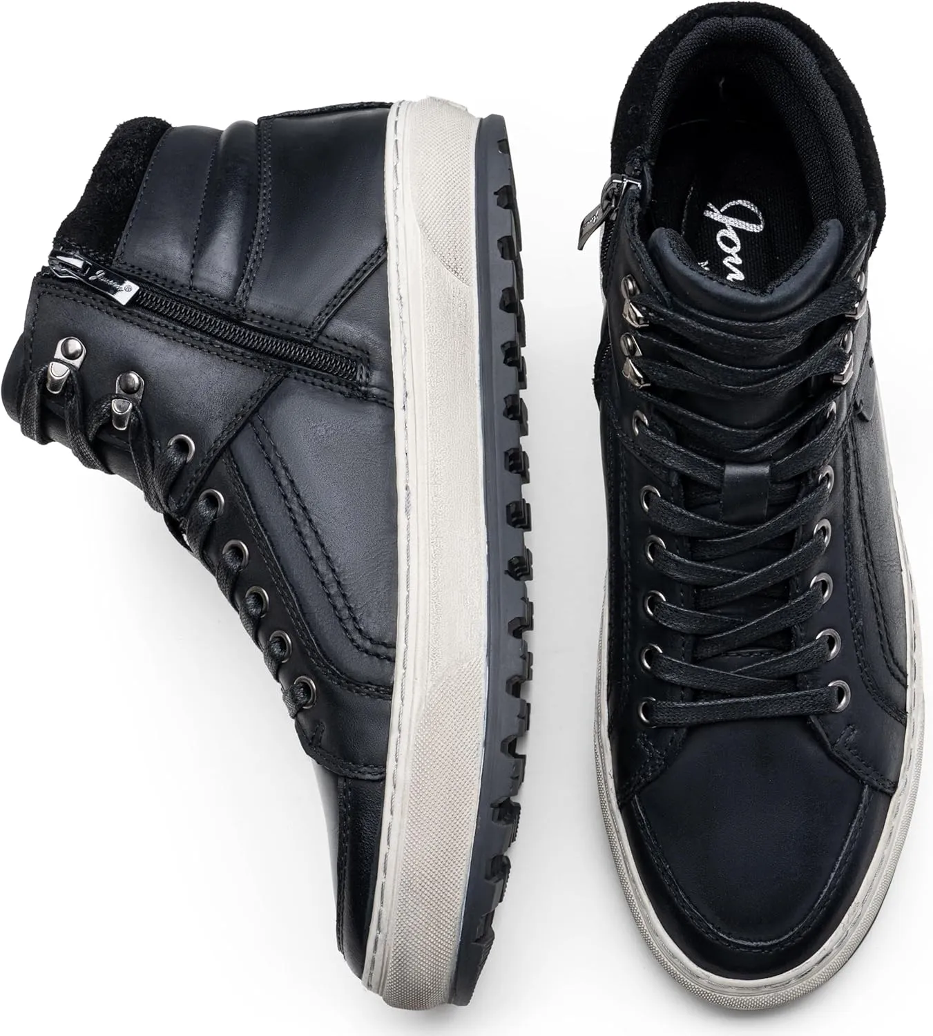 Jousen Mens Casual Shoes Leather High Top Fashion Sneakers for Men