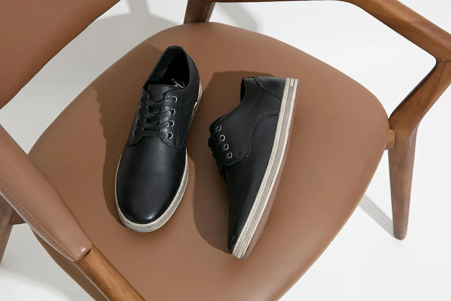 Jousen Men's Fashion Sneakers Leather Retro Casual Shoes for Men Breathable Dress Mens Sneakers