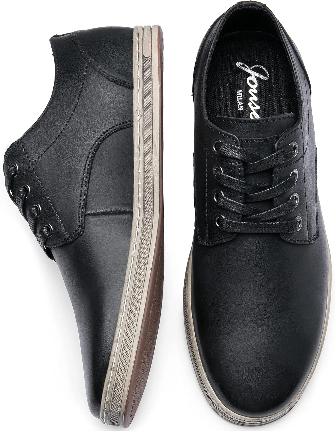 Jousen Men's Fashion Sneakers Leather Retro Casual Shoes for Men Breathable Dress Mens Sneakers