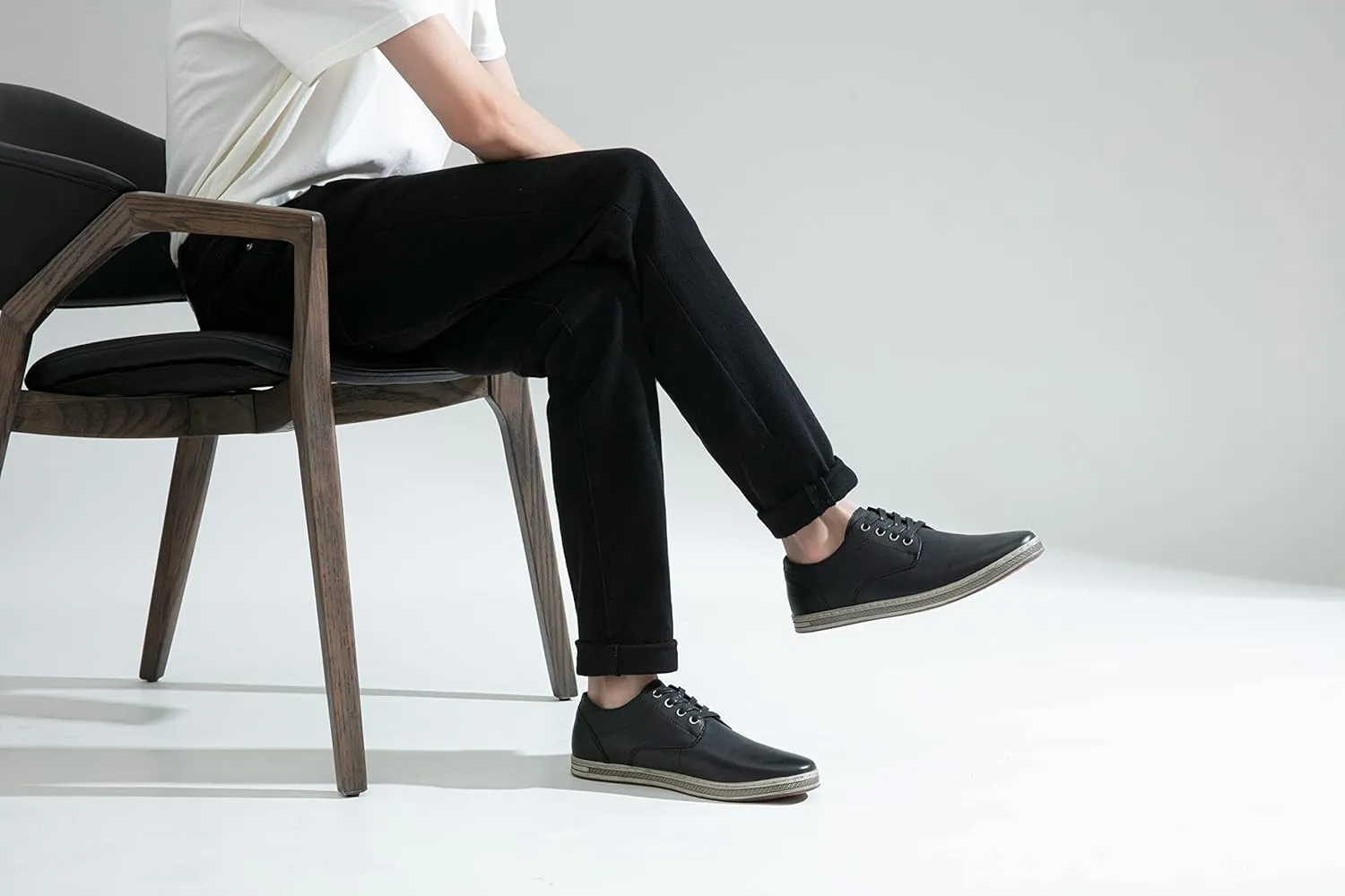 Jousen Men's Fashion Sneakers Leather Retro Casual Shoes for Men Breathable Dress Mens Sneakers