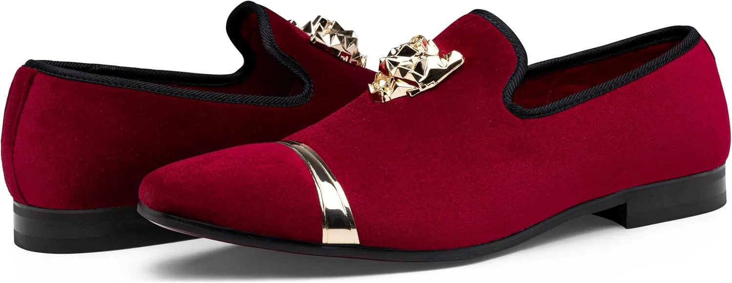 Jousen Men's Loafers Velvet Slip On Dress Men Shoes Soft Vintage Luxury Mens Wedding Party Prom Shoes for Men