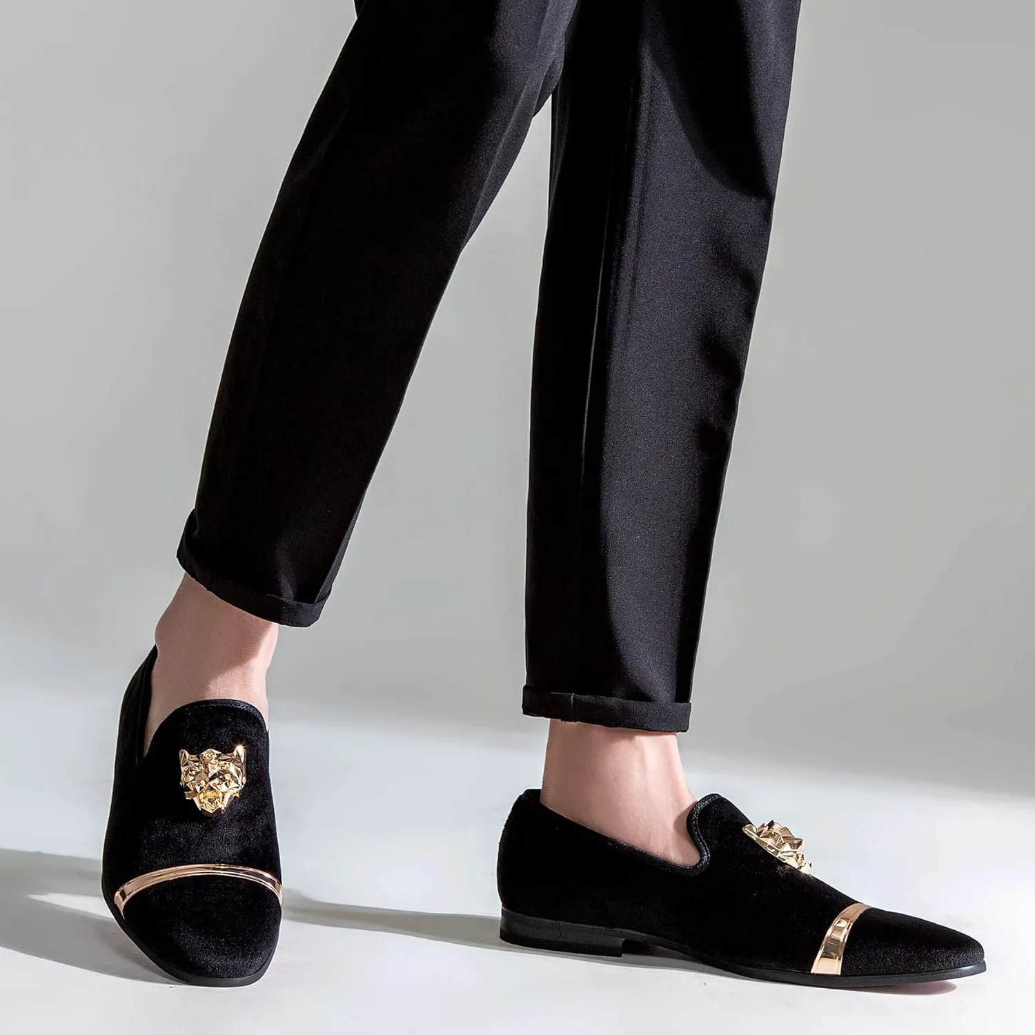 Jousen Men's Loafers Velvet Slip On Dress Men Shoes Soft Vintage Luxury Mens Wedding Party Prom Shoes for Men