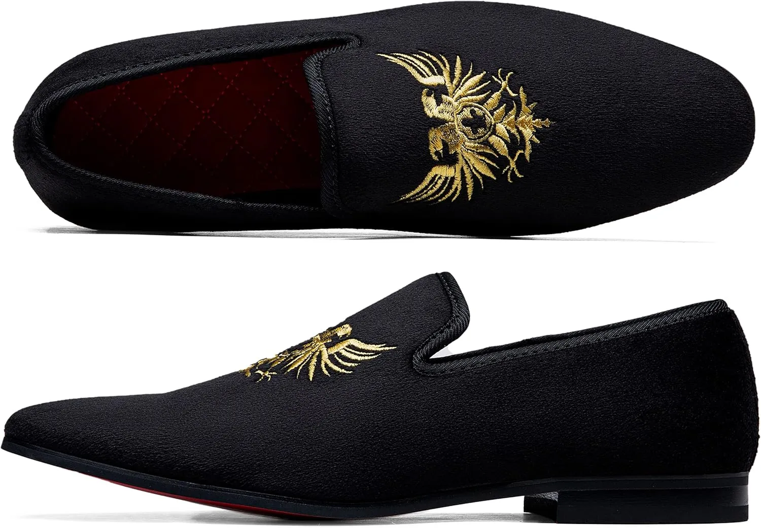 Jousen Men's Loafers Velvet Slip On Dress Men Shoes Soft Vintage Luxury Mens Wedding Party Prom Shoes for Men