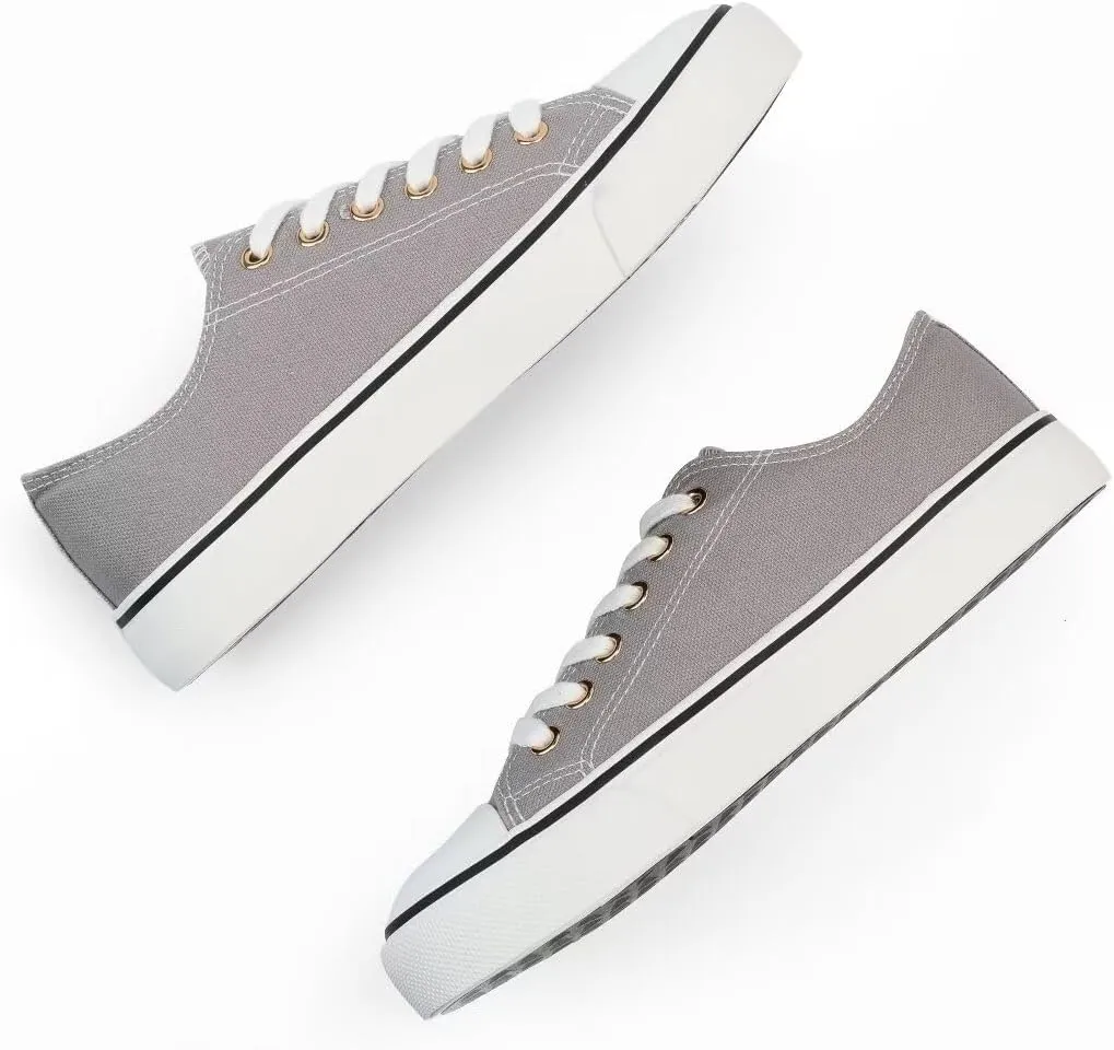 JUDIS Women’s Lace Up Canvas Shoes Low Top Fashion Sneakers Casual Tennis Walking Shoes