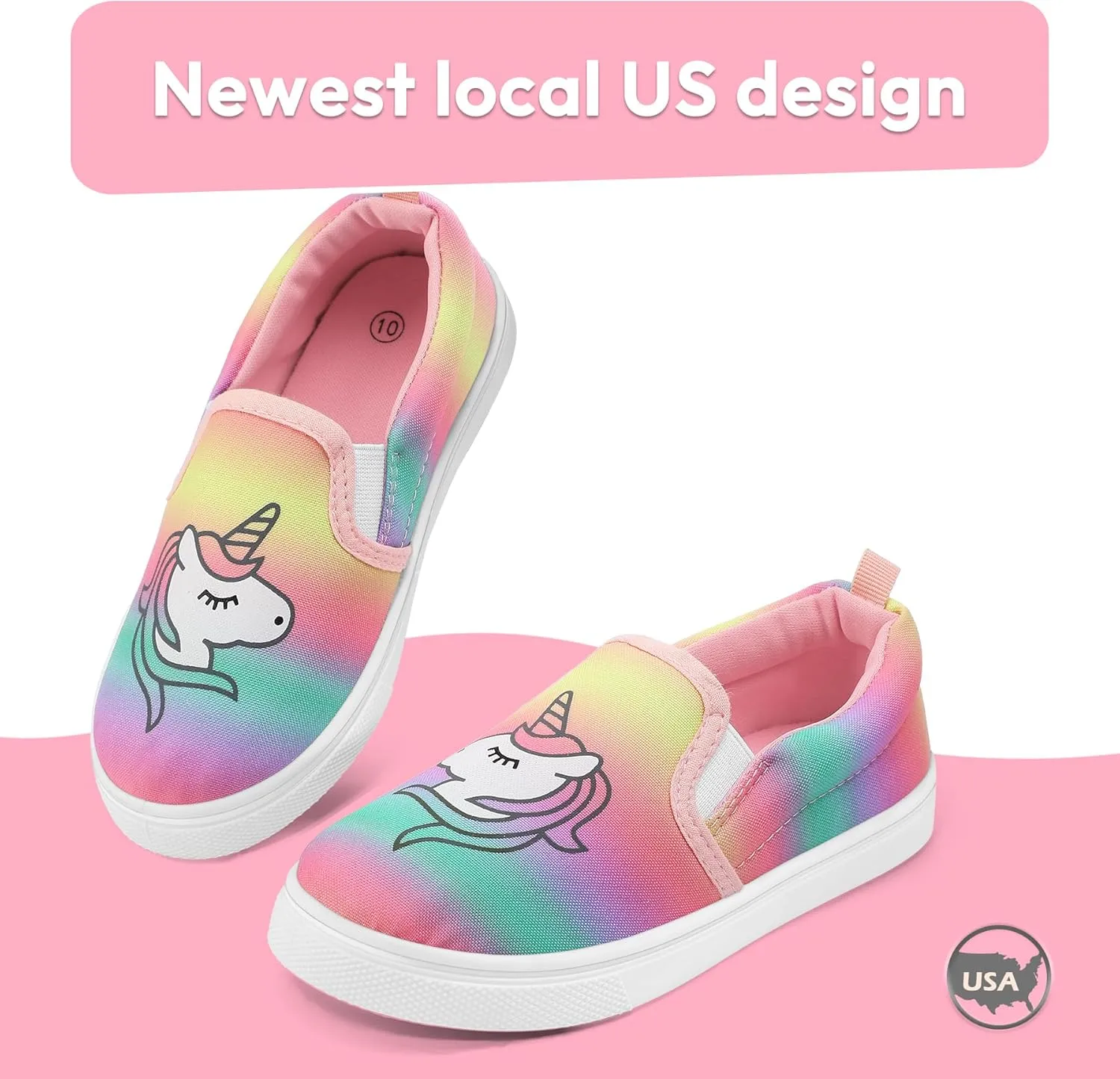 K KomForme Toddler Girls Boys Shoes Little Kids Slip on Canvas Sneakers for Running/Walking