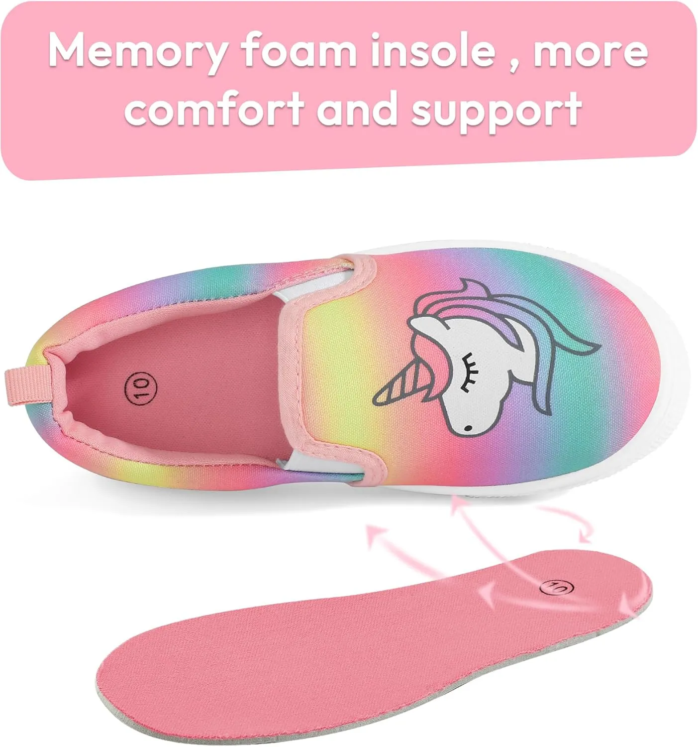 K KomForme Toddler Girls Boys Shoes Little Kids Slip on Canvas Sneakers for Running/Walking