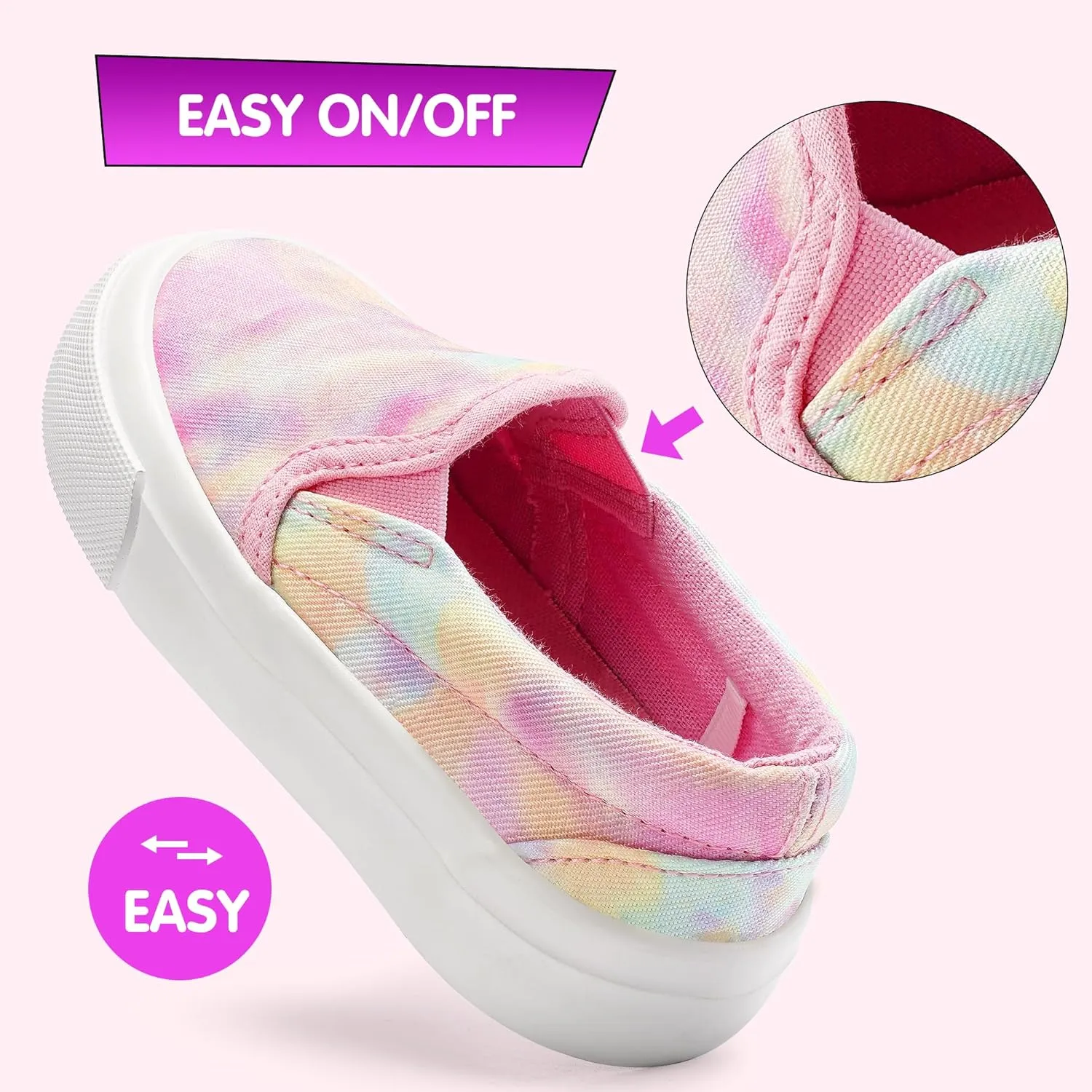 Kids Shoes Toddlers Canvas Sneakers Slip-on Comfortable Light Weight Causal Running Tennis Shoes for Boys Girls(Toddle/Little Kids/Big Kids)
