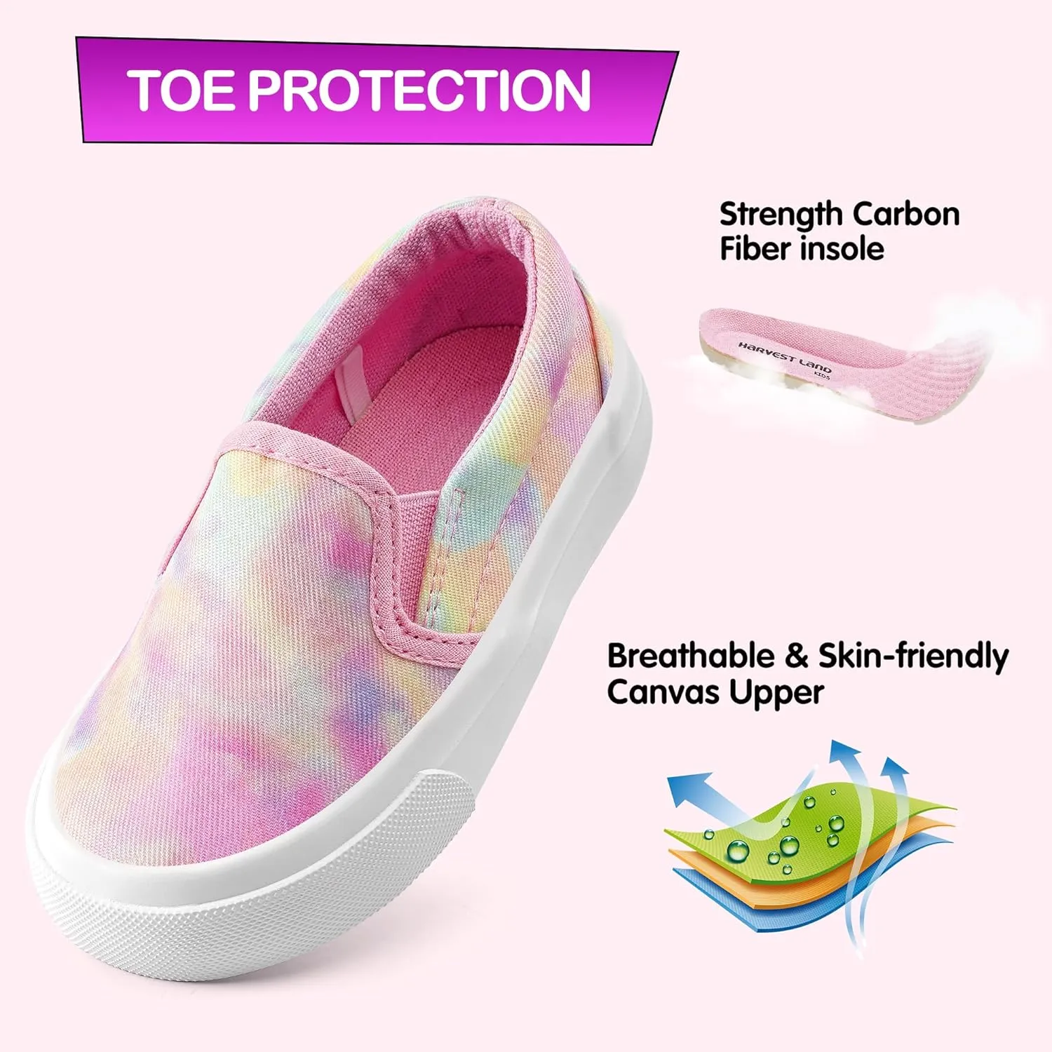 Kids Shoes Toddlers Canvas Sneakers Slip-on Comfortable Light Weight Causal Running Tennis Shoes for Boys Girls(Toddle/Little Kids/Big Kids)