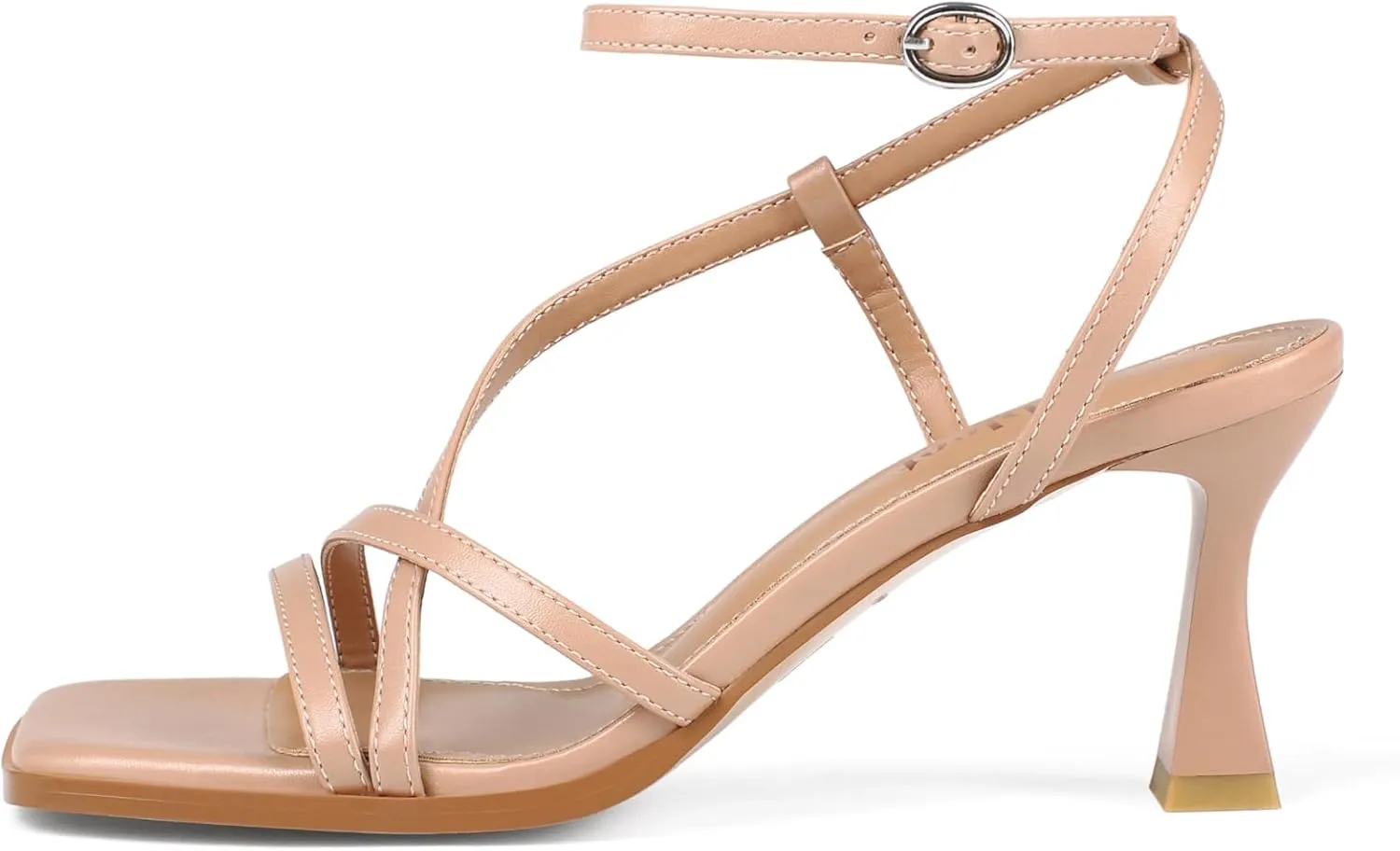 Kitten Heels for Women - Square Open Toe Strappy Heeled Sandals with Ankle Strap - Wedding Dress Heels