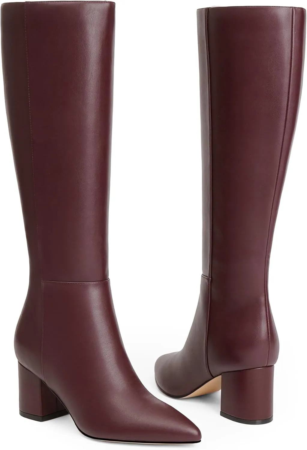 Knee High Boots for Women Chunky Heel Pointed Toe Boots Side Zipper Long Boots