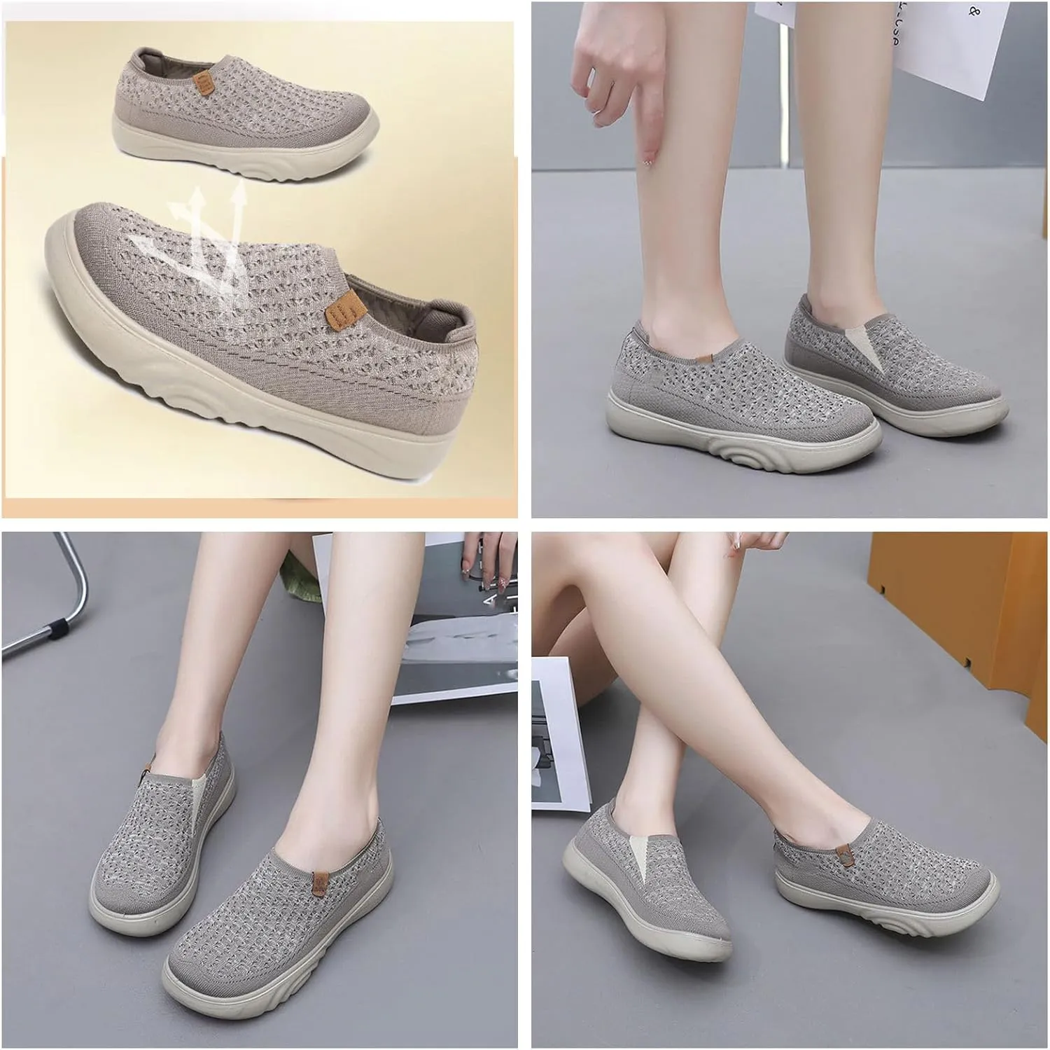 Ladies' Breathable Slip-On Sneakers, Lightweight & Anti-Slip, Ideal for Travel and Daily Walks, Perfect Casual Loafers for Spring, Summer, and Fall.