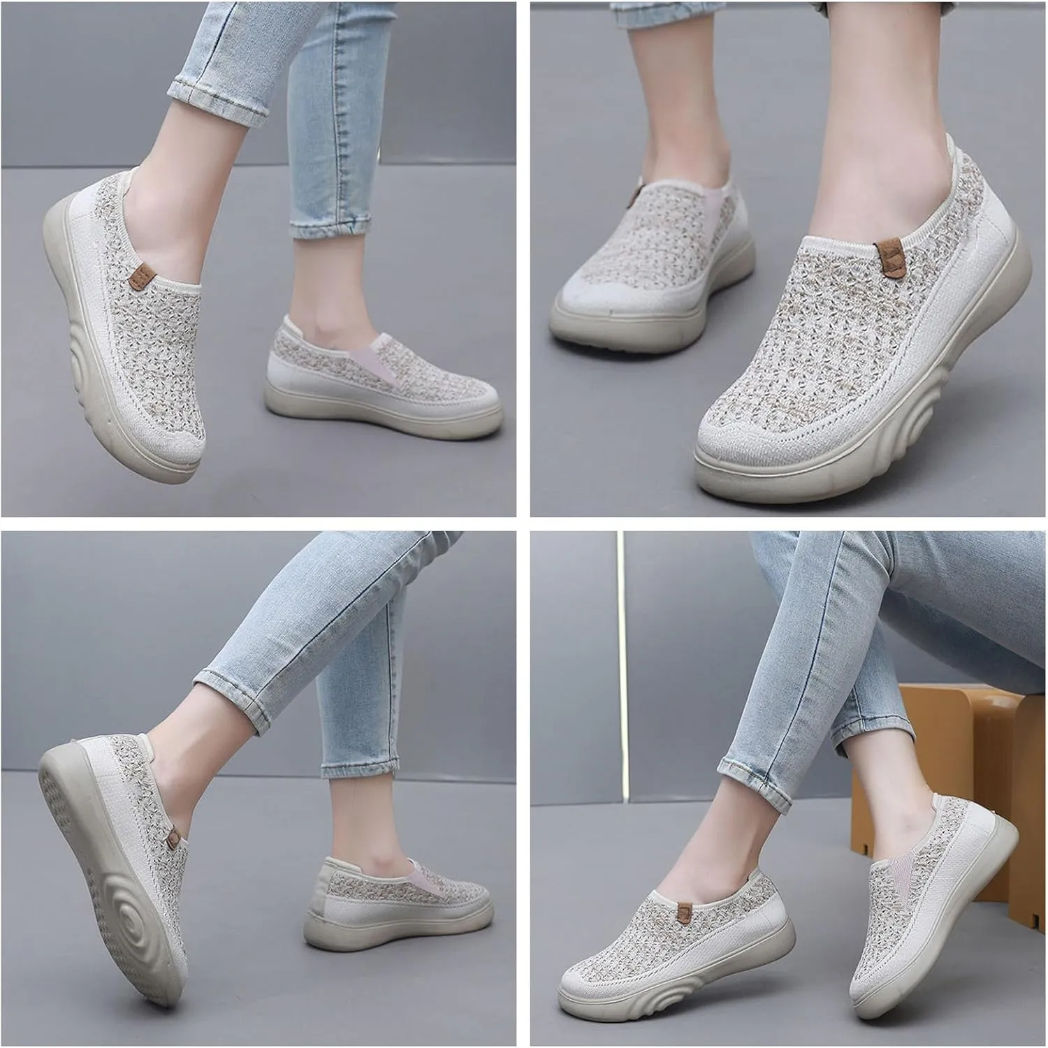 Ladies' Breathable Slip-On Sneakers, Lightweight & Anti-Slip, Ideal for Travel and Daily Walks, Perfect Casual Loafers for Spring, Summer, and Fall.