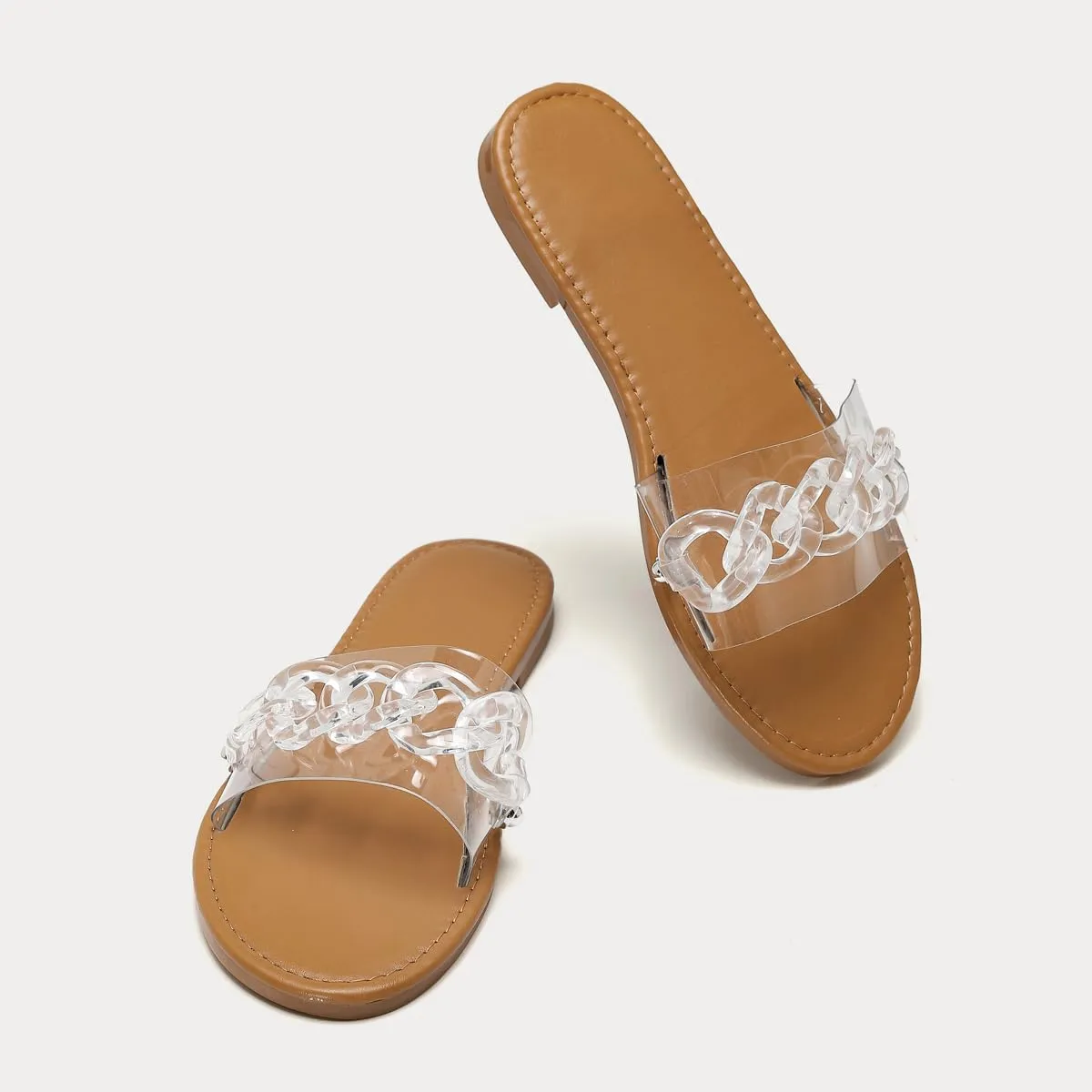 Ladies slipper shoes chain style bands style outdoor indoor flat with sandals.
