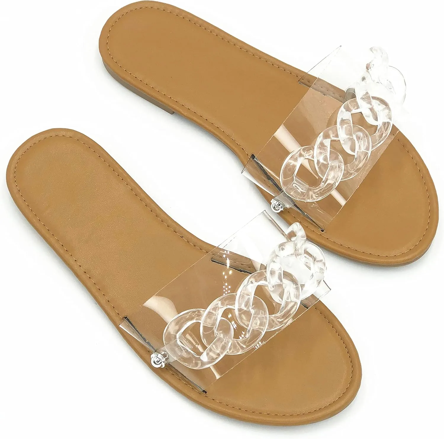 Ladies slipper shoes chain style bands style outdoor indoor flat with sandals.