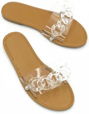 Ladies slipper shoes chain style bands style outdoor indoor flat with sandals.
