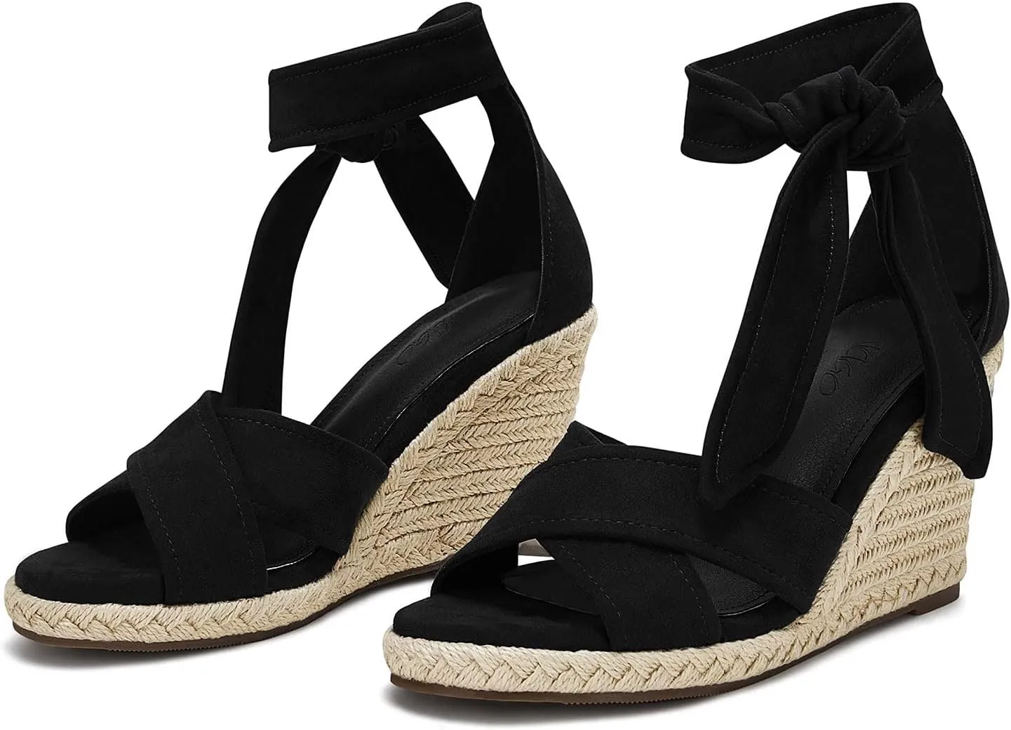 LAICIGO Women's Lace Up Espadrille Wedge Sandals Open Toe Platform Ankle Strap Summer Dress Shoes