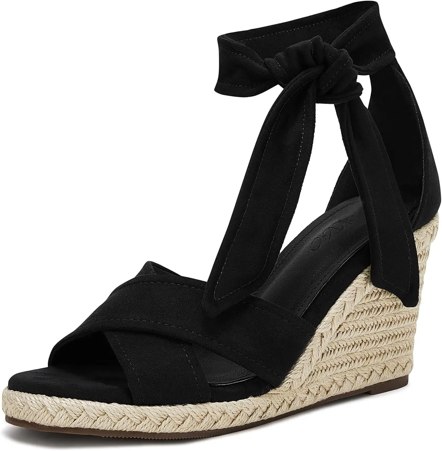 LAICIGO Women's Lace Up Espadrille Wedge Sandals Open Toe Platform Ankle Strap Summer Dress Shoes