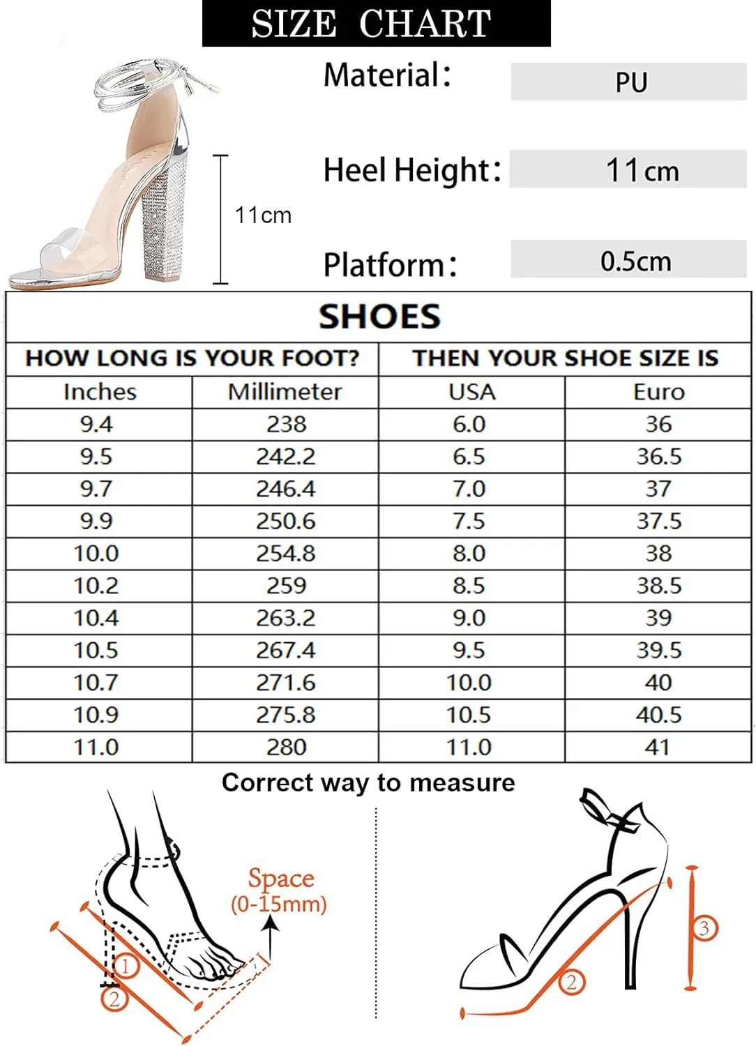 LALA IKAI Chunky Heels Sandals for Women Comfy Open Toe Strappy Rhinestone High Heeled Sandals White Silver Gold Black Ankle Clear Heels for Party Wedding