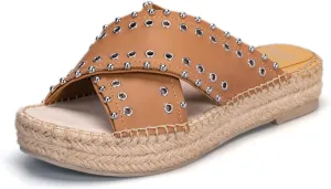 landing craft Espadrille Wedges Vintage Sandals for Women Platform Slides Bohemia Sandals Slip on Open Toe Beach Sandals