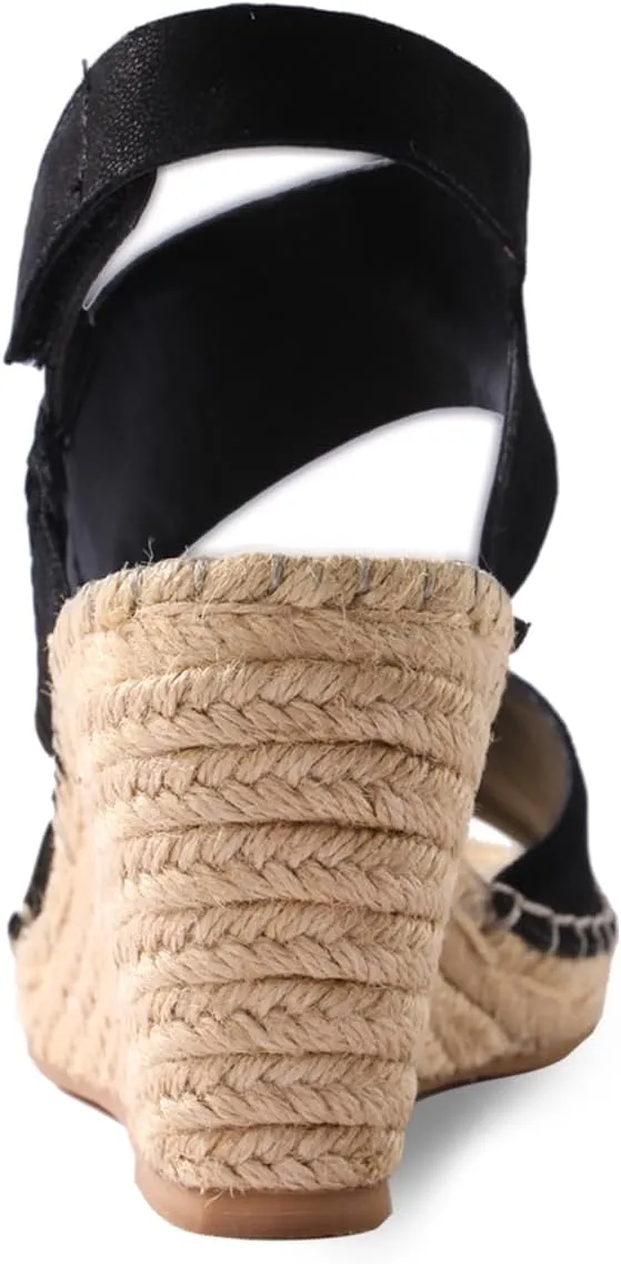 landing craft Platform Wedge Sandals for Women,Magenta Gold Red Black Yellow Espadrille Womens Wedge Sandals Open Toe Ankle Strap High Heel Wedges Summer Dressy Sandals -3.4Inch