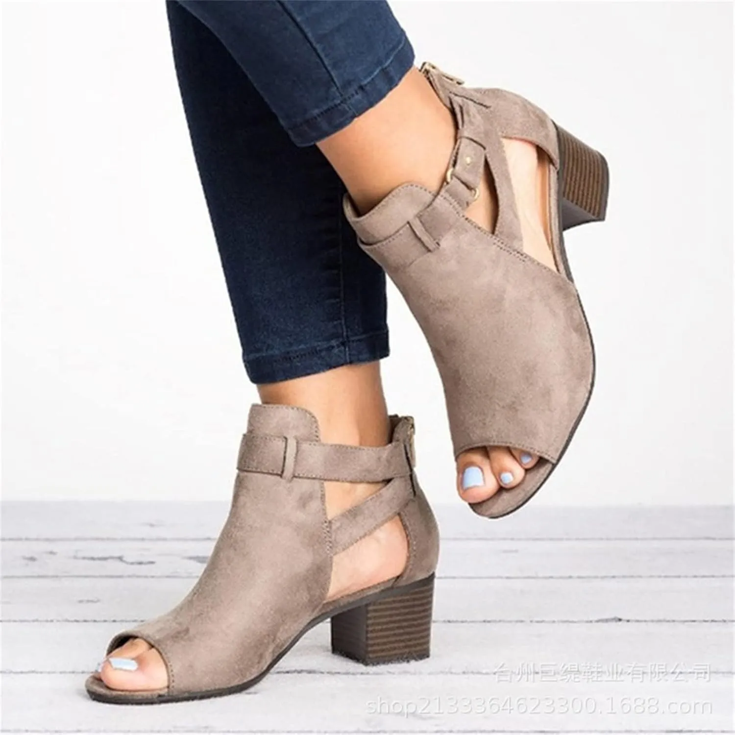 Lausiuoe Chunky Heels For Women Sexy Pumps Strappy Open Toe Casual Dressy Summer Buckle Ankle Strap Low Wedge Sandals