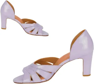 LEHOOR Women Chunky Heels Peep Toe Pumps Shoes Slip On Cut-out Block High Heels Dress Shoe D-Orsay Metallic Patent Leather Strappy Sandals Office Ladies Dressy Work Wedding Party Summer Chic 4-11 M US