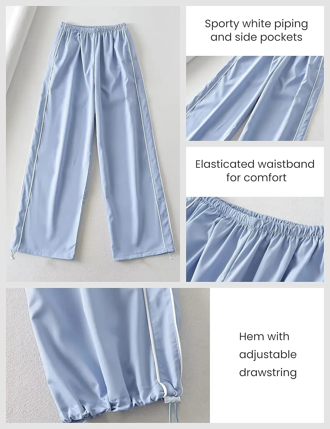 Lianlive Womens Parachute Pants Wide Leg Baggy Y2K Track Pants for Women